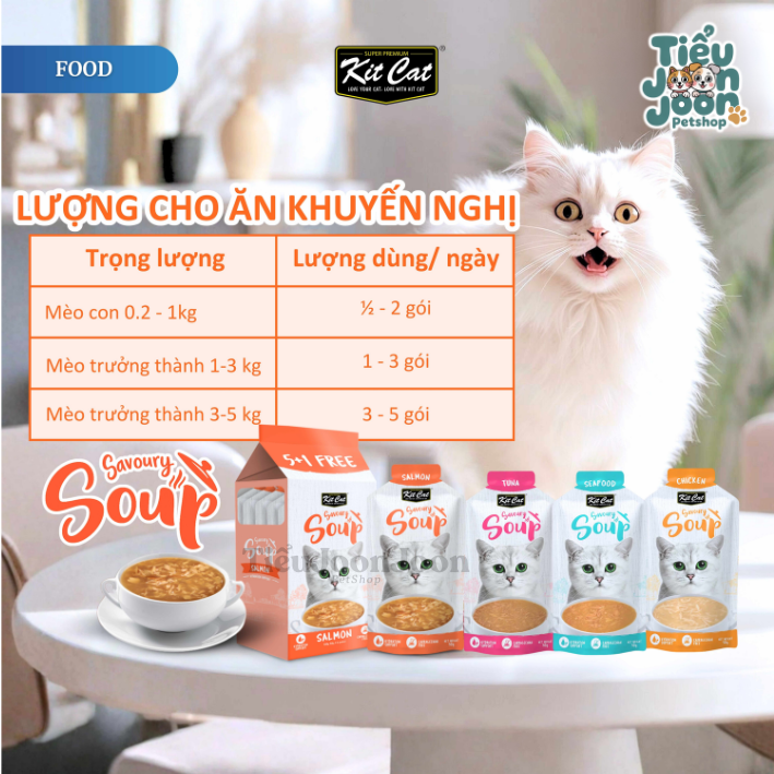 Súp Kit Cat cho mèo vị Cá Hồi (6 gói)