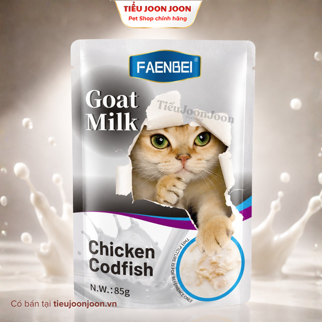 Pate Sữa dê cho mèo Faenbei - Vị Gà & Cá Tuyết 85g