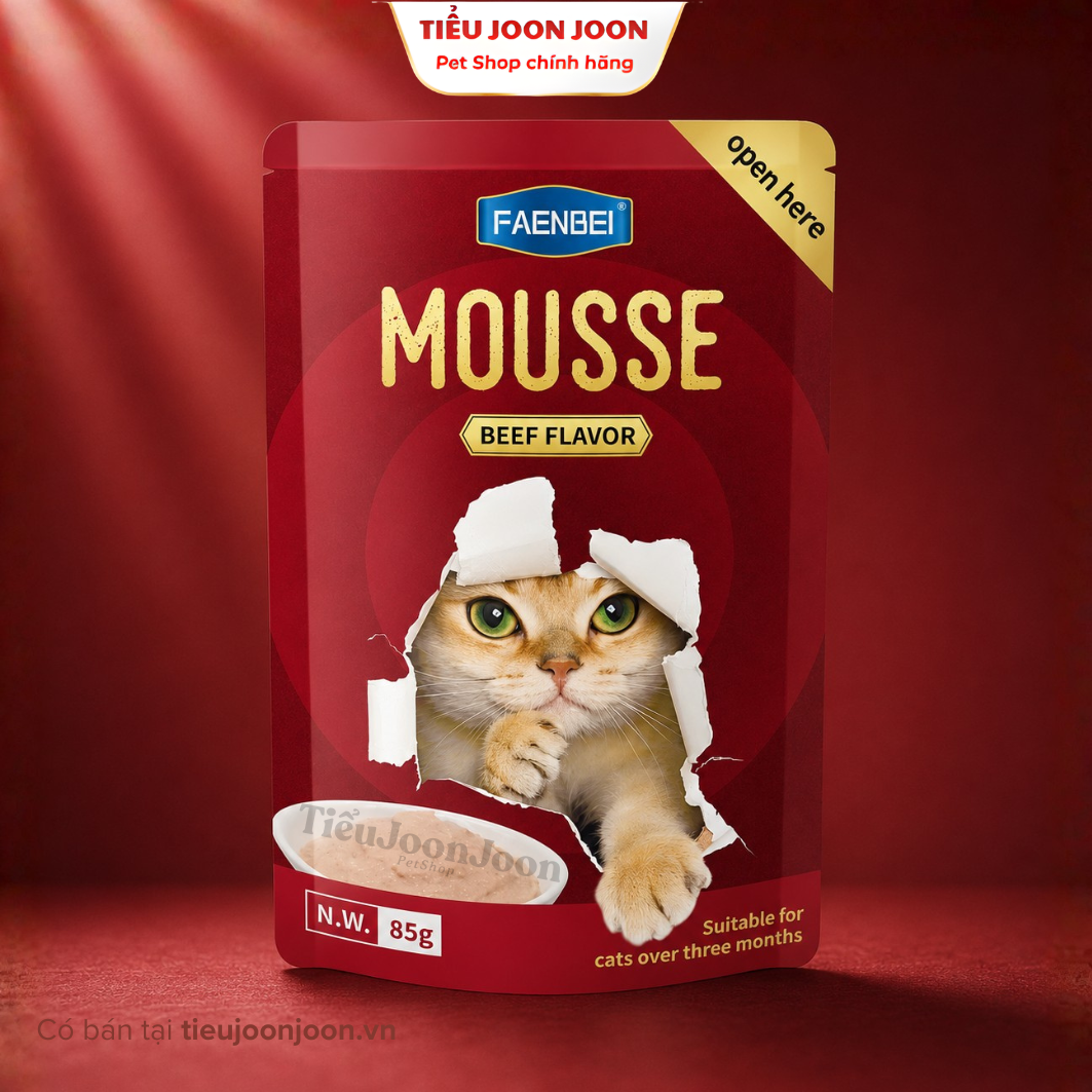 Pate dạng Mousse cho mèo Faenbei - Vị Bò 85g