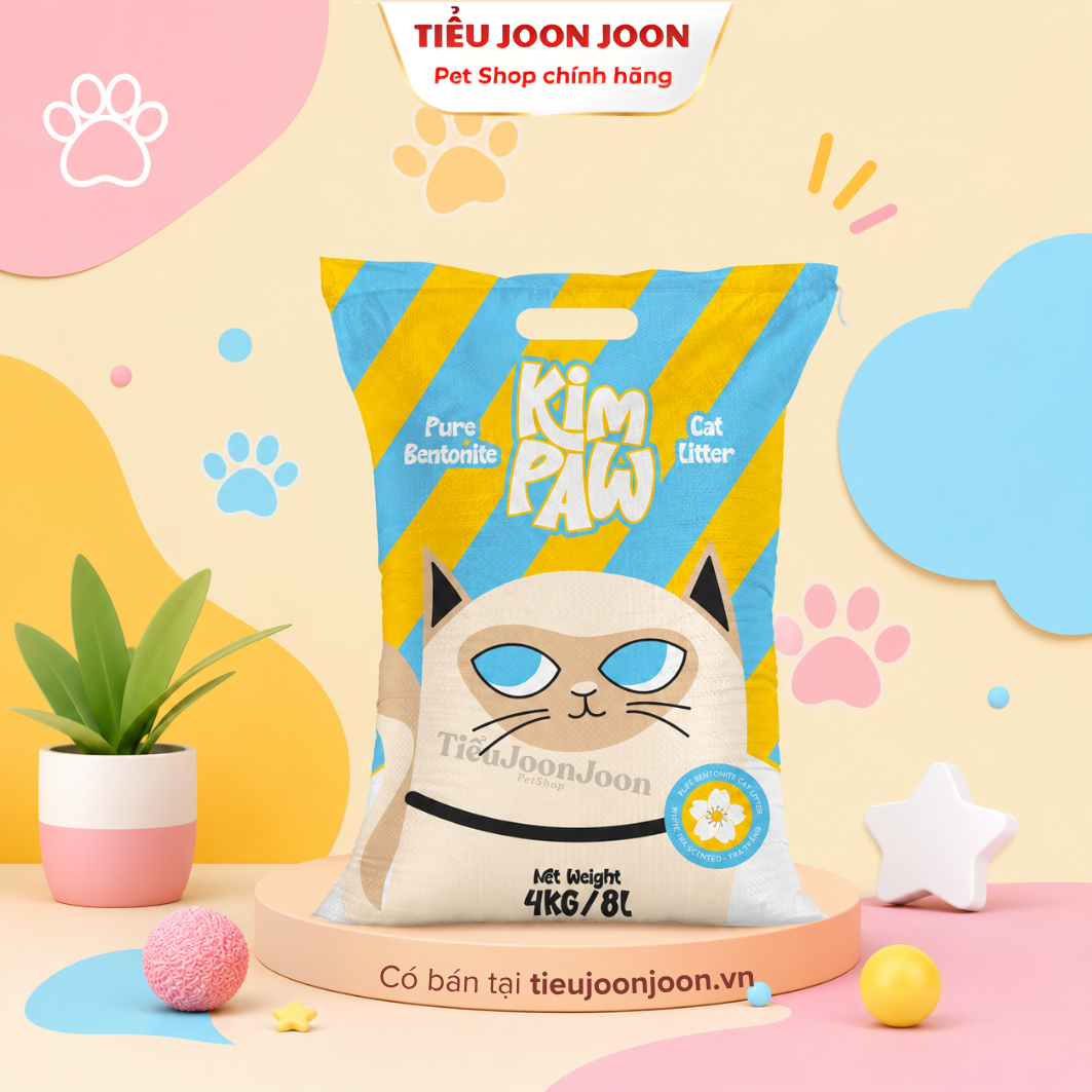 Cát đất sét tự nhiên vệ sinh cho mèo KimPaw hương Trà Trắng 8L/4kg