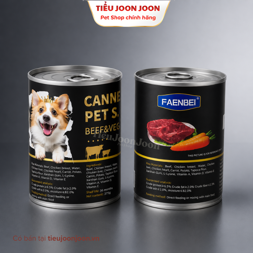 Pate lon dòng Thịt & Rau cho chó Faenbei - Vị Bò & Rau 375g