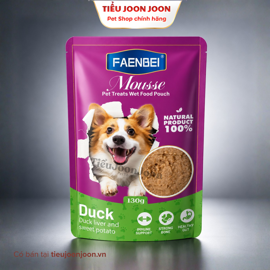 Pate dạng Mousse cho chó Faenbei - Vị Vịt & Gan vịt & Khoai Lang 130g