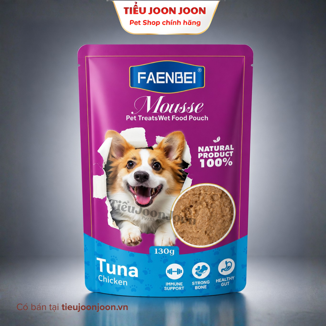 Pate dạng Mousse cho chó Faenbei - Vị Cá ngừ & Gà 130g