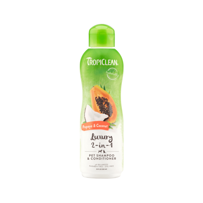 Dầu tắm xả 2 in 1 TropiClean Luxury hương đu đủ & dừa 335ml