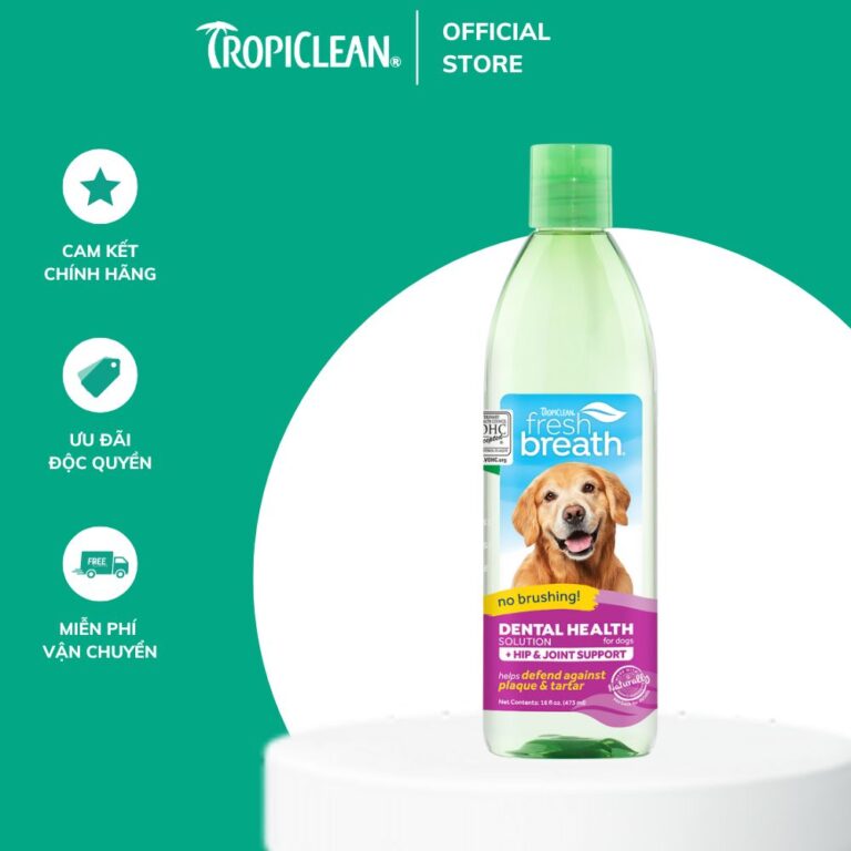 Nước vệ sinh răng miệng TropiClean – hỗ trợ xương khớp cho chó 473ml