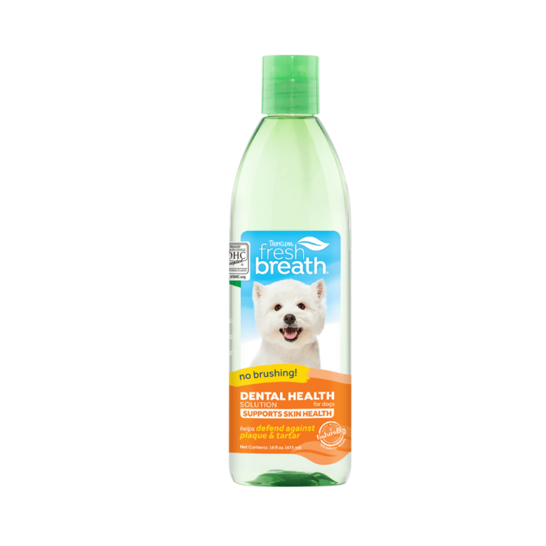 Nước vệ sinh răng miệng TropiClean – hỗ trợ da lông cho chó 473ml