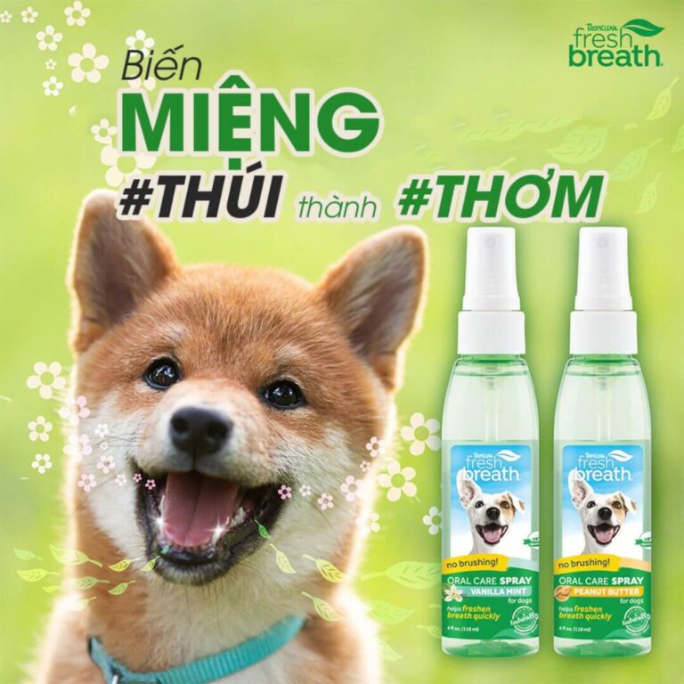 Xịt vệ sinh răng miệng cho chó TropiClean vị bơ đậu phộng 118ml