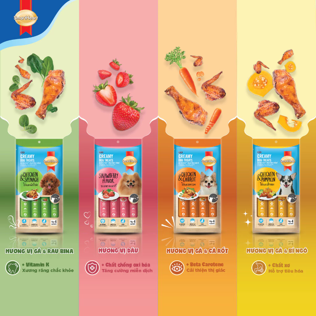 Súp thưởng SmartHeart cho chó (4 vị)