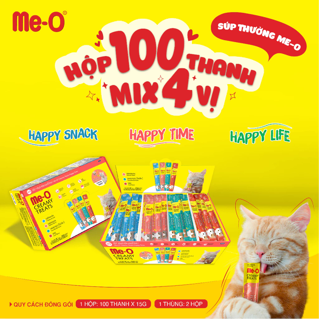 Súp thưởng mèo Me-O Creamy Treats Happy Time