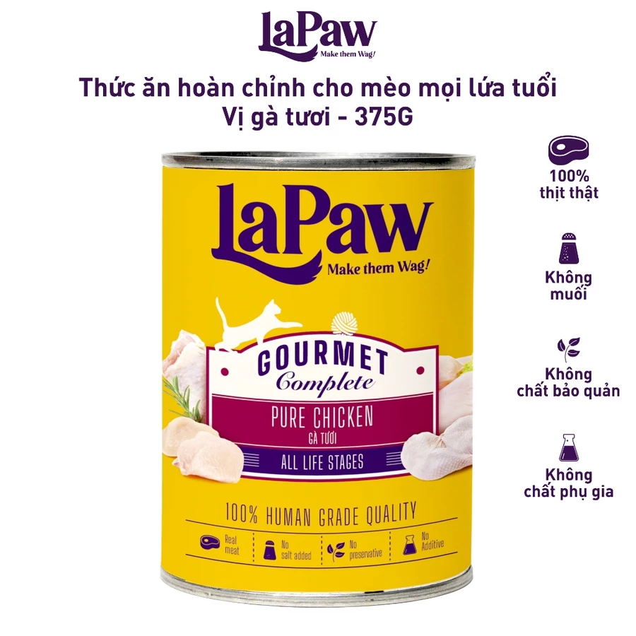 laPaw Gourmet Pate thức ăn hoàn chỉnh cho mèo mọi lứa tuổi Lon 375G