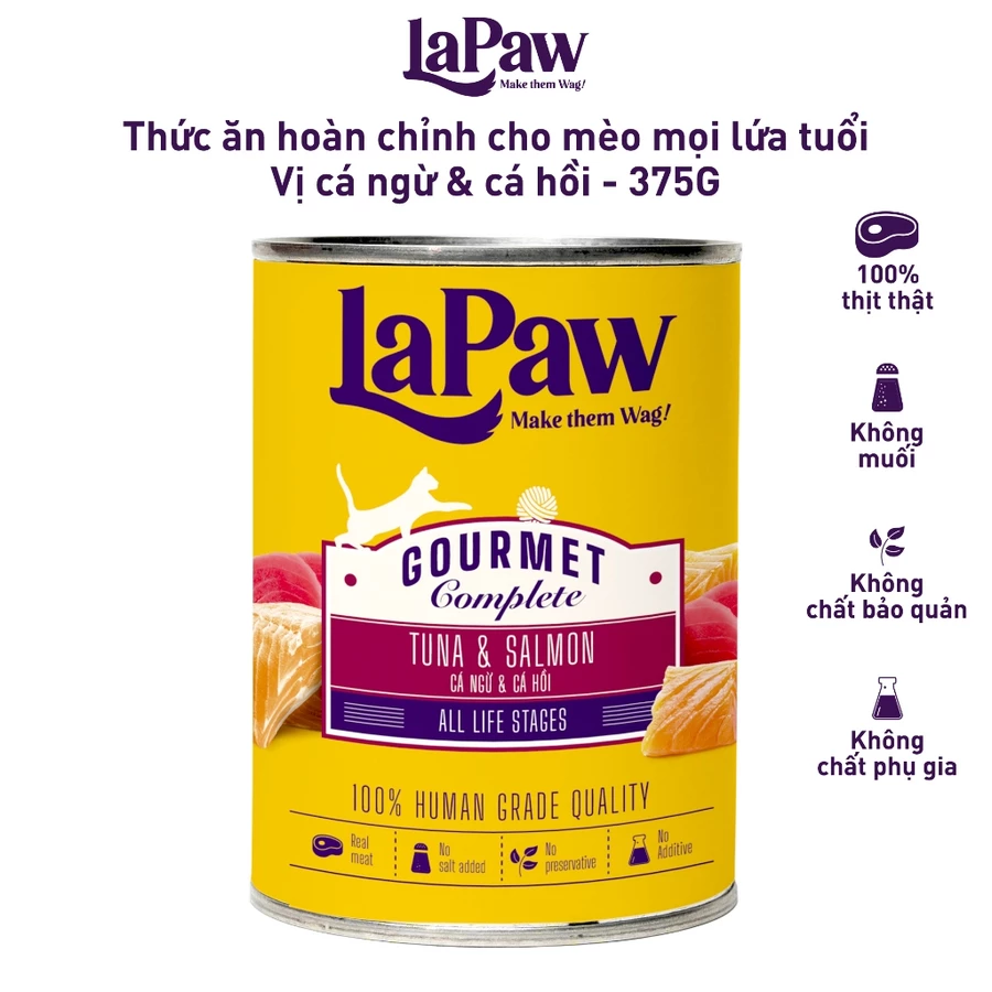 laPaw Gourmet Pate thức ăn hoàn chỉnh cho mèo mọi lứa tuổi Lon 375G