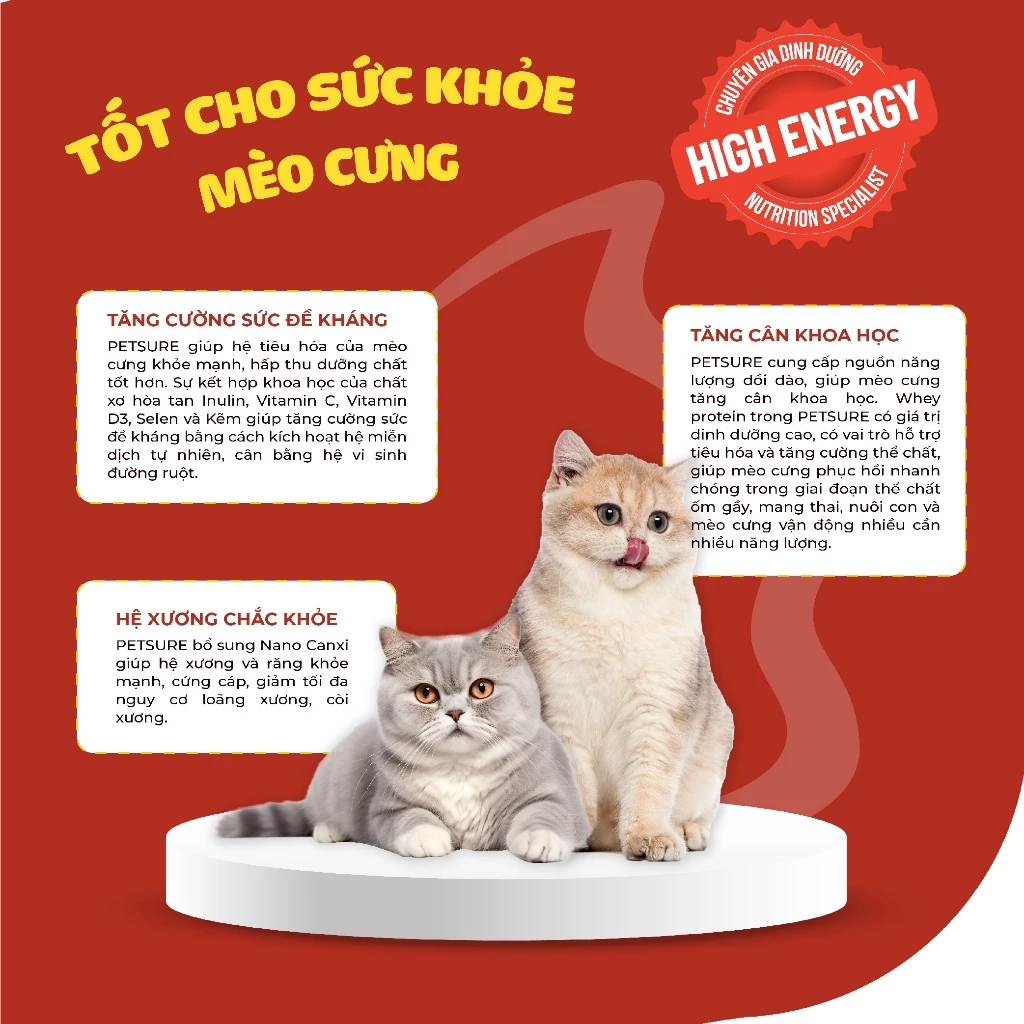 Sữa bột PETSURE - Cao Năng Lượng cho Mèo 100g