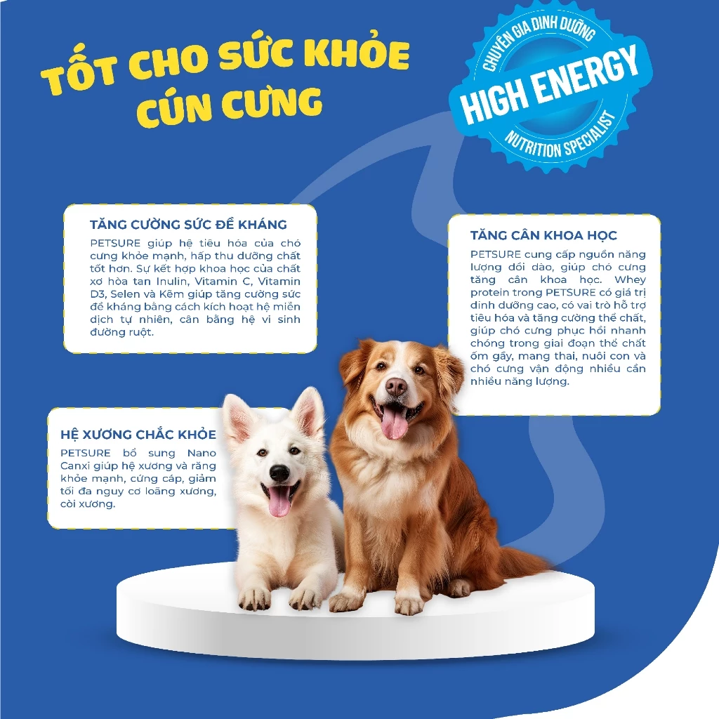 Sữa bột PETSURE - Cao Năng Lượng cho Chó 100g