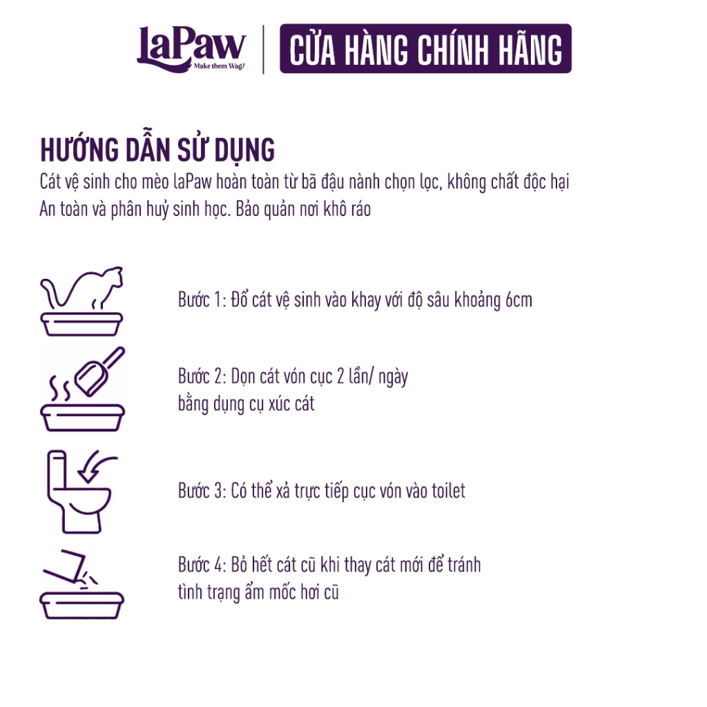 Cát vệ sinh đậu nành trộn cát bã sắn LaPaw 8L - Hương Kẹo Lollipop