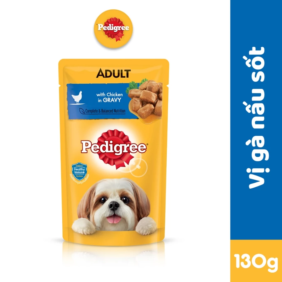 Pate cho chó lớn dạng sốt Pedigree - Gà nấu sốt 130g