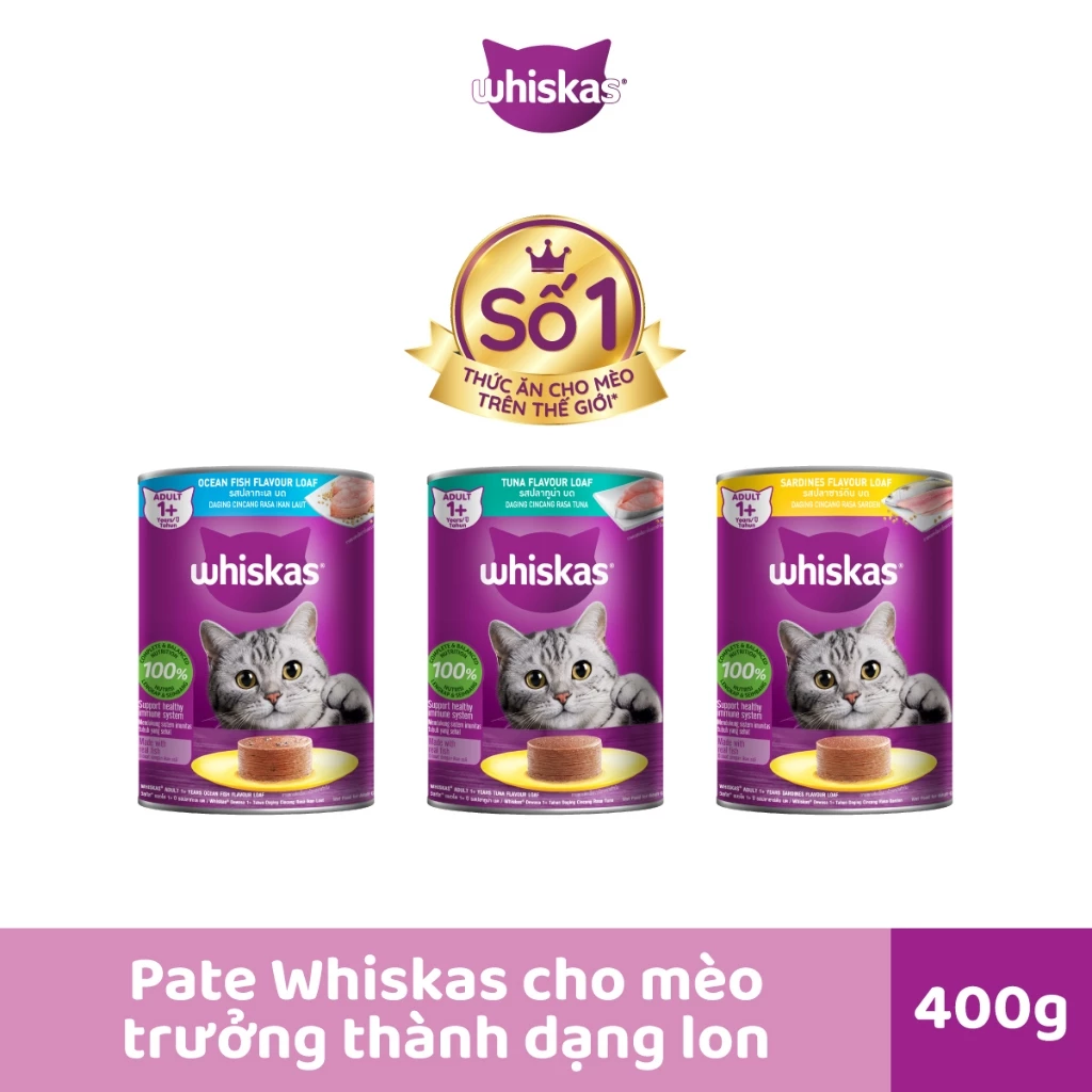 Pate mèo trưởng thành Whiskas Adult vị Cá Mòi 400g