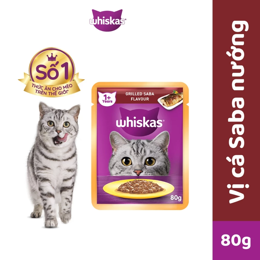 Pate mèo trưởng thành Whiskas Adult vị Cá Saba Nướng 80g