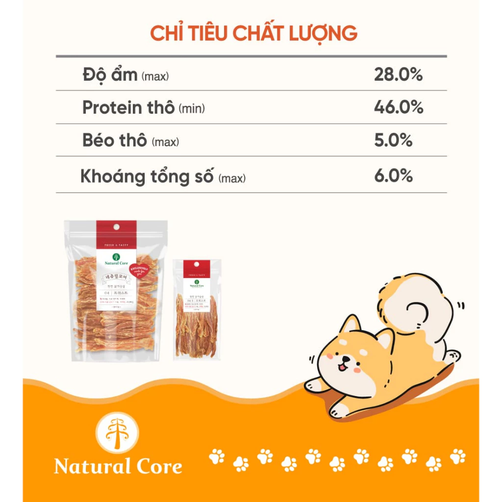 Thịt Ức Sấy Cứng Natural Core (Thịt Vịt, Thịt Gà)