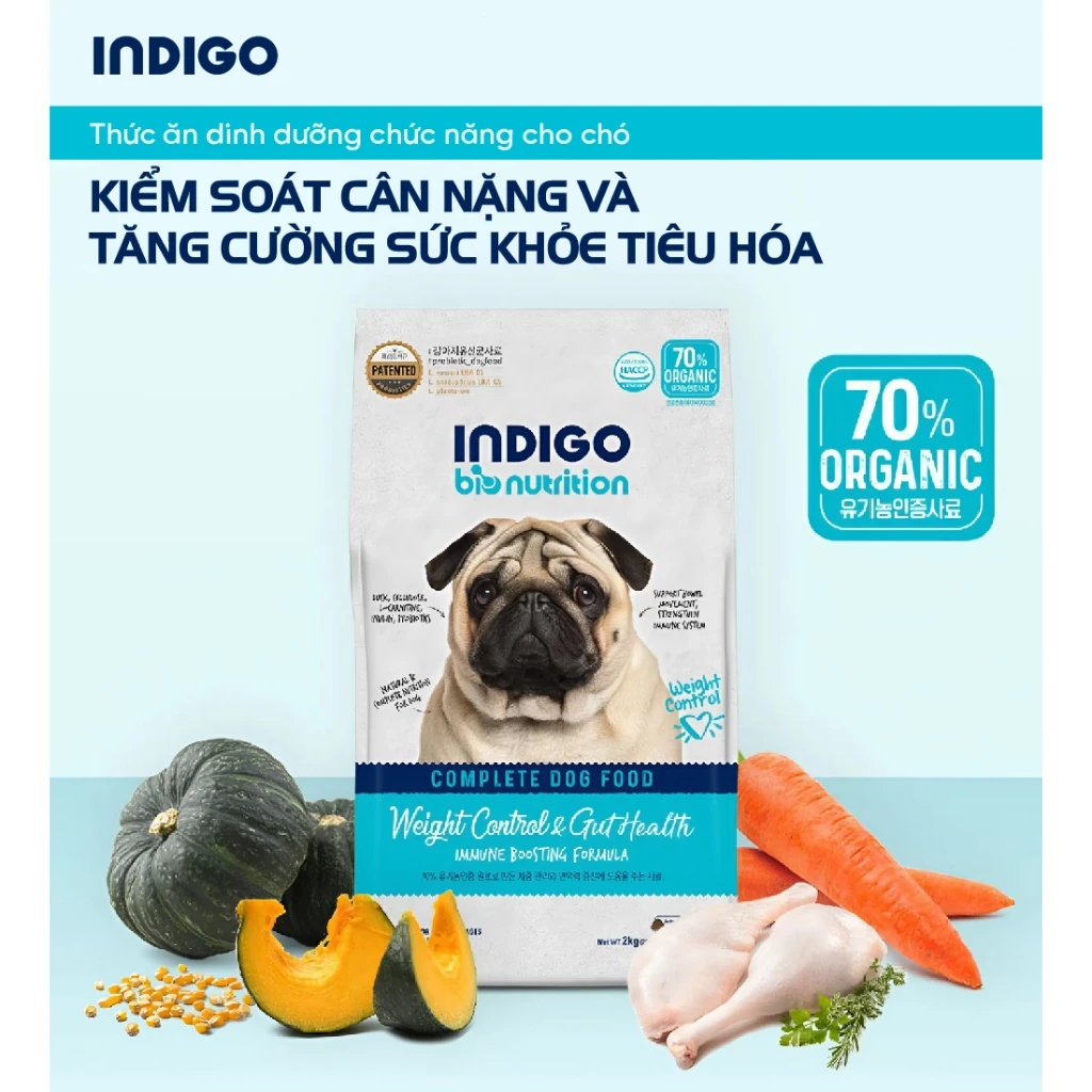 Thức ăn dinh dưỡng cho Chó INDIGO Kiểm Soát Cân Nặng và Tiêu Hóa 2kg