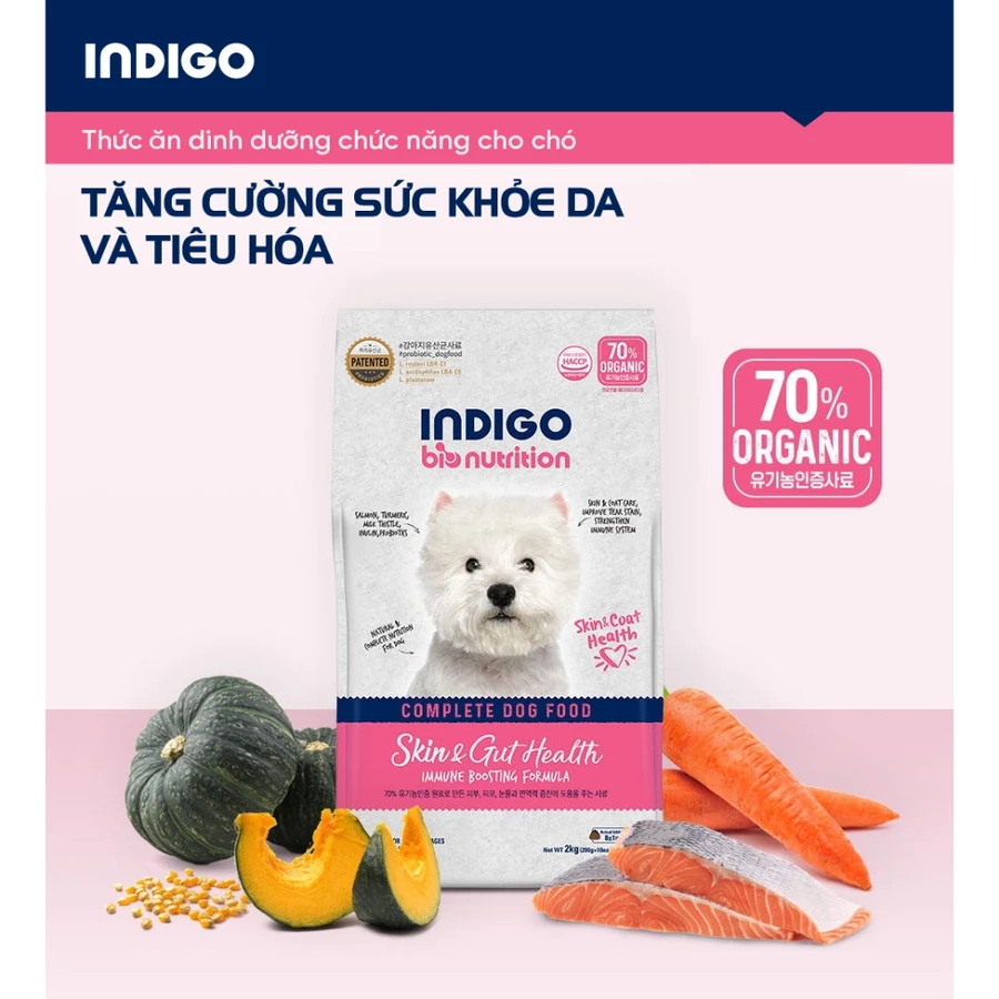 Thức ăn dinh dưỡng cho Chó INDIGO Tăng Cường Da Lông và Tiêu Hóa 2kg
