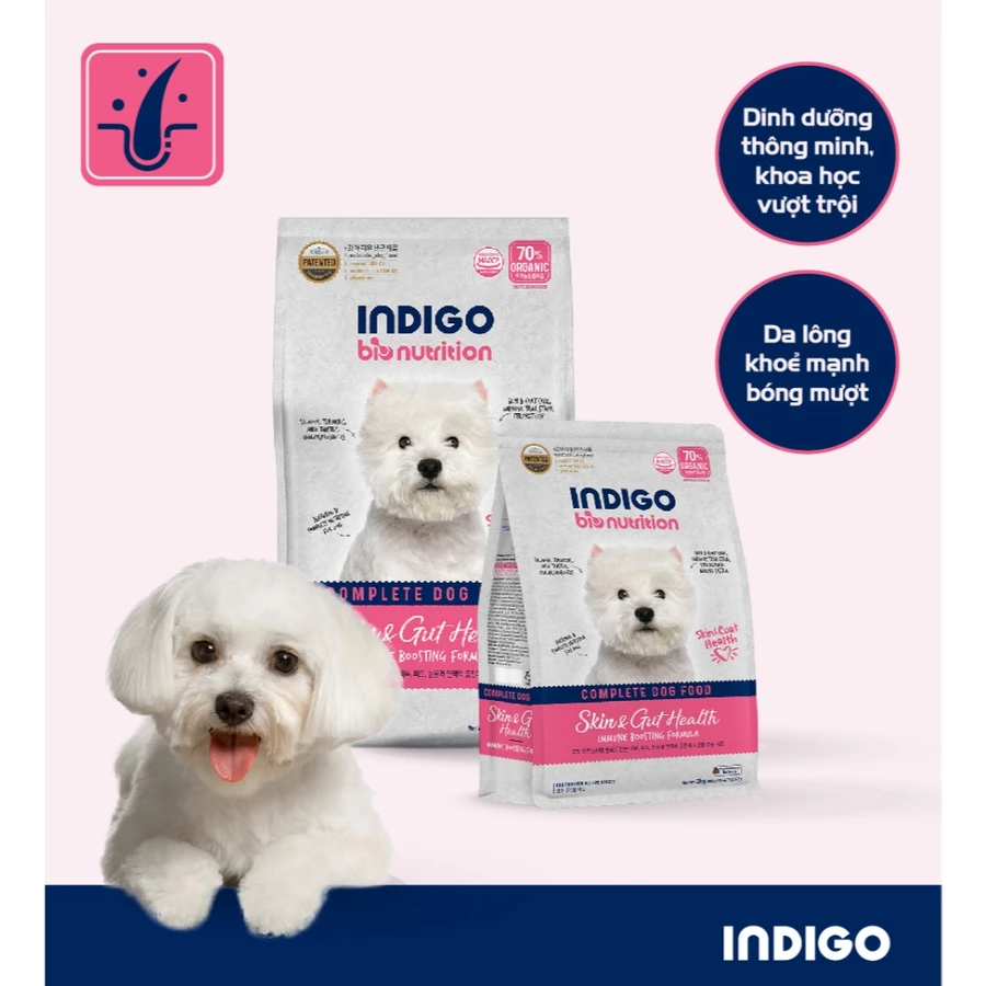 Thức ăn dinh dưỡng cho Chó INDIGO Tăng Cường Da Lông và Tiêu Hóa 2kg