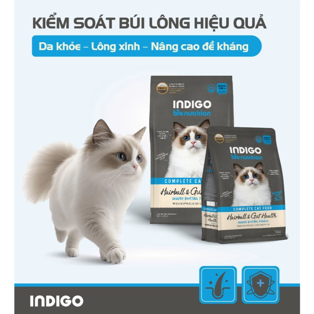 Thức ăn dinh dưỡng cho mèo INDIGO Kiểm Soát Búi Lông 2kg