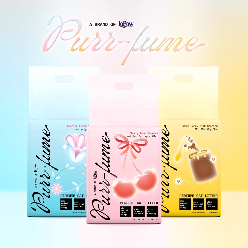 Cát Tre tự nhiên hương nước hoa cao cấp PURR FUME 8L/2.8kg - hương Anh Đào