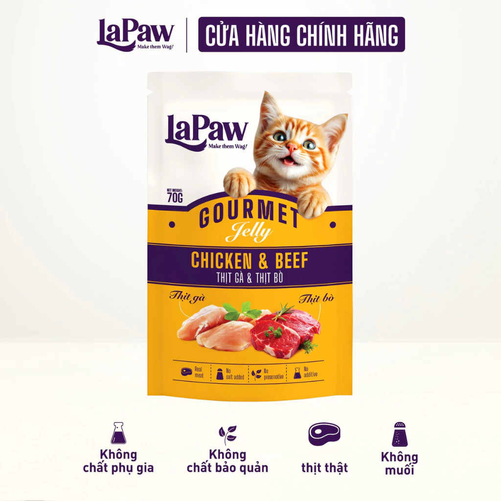 LaPaw Pate gói dạng thạch cho mèo mọi lứa tuổi 70G