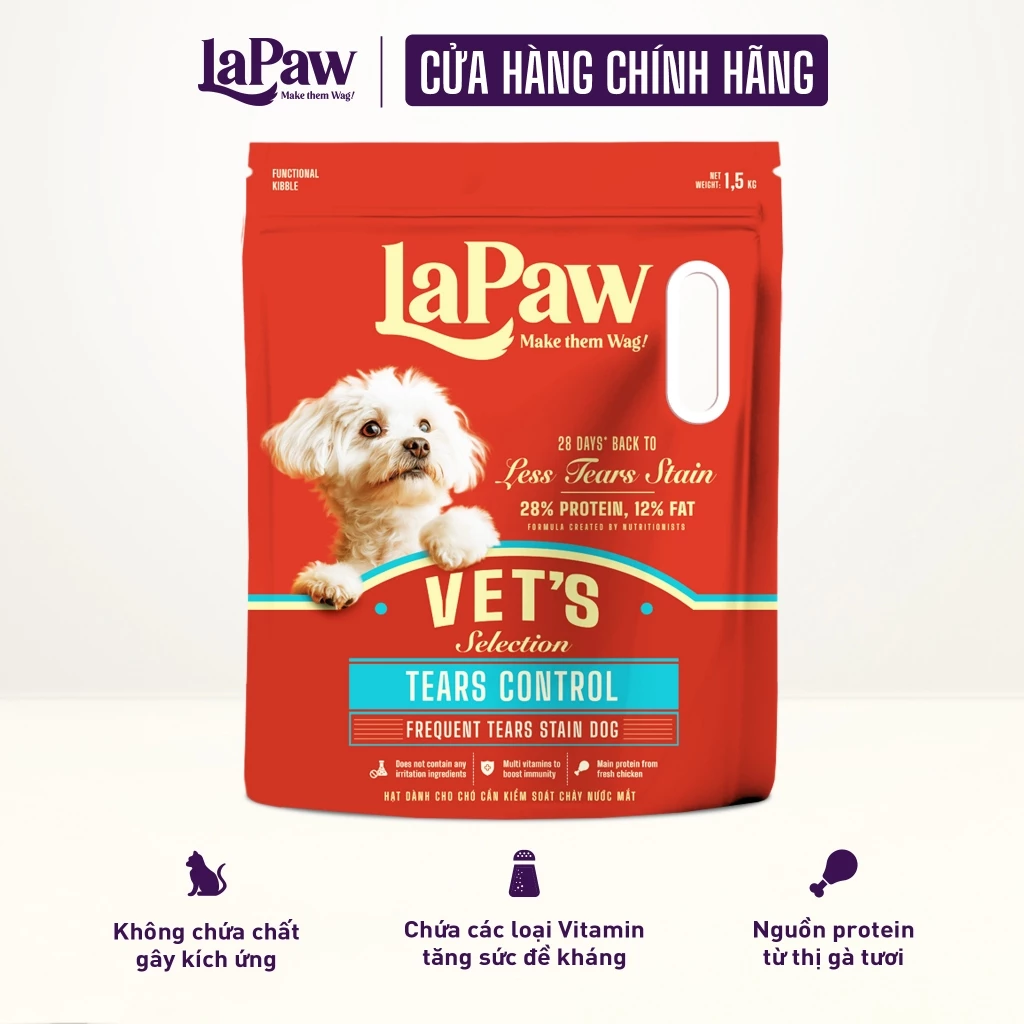 Thức ăn hạt dinh dưỡng hỗn hợp Vet's Selection LaPaw - Kiểm Soát Rỉ Mắt cho chó 1,5kg