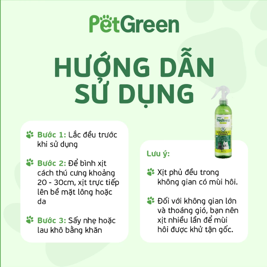 Xịt Khử Mùi Thú Cưng PetGreen Freshness 360 Pure Air 500ml