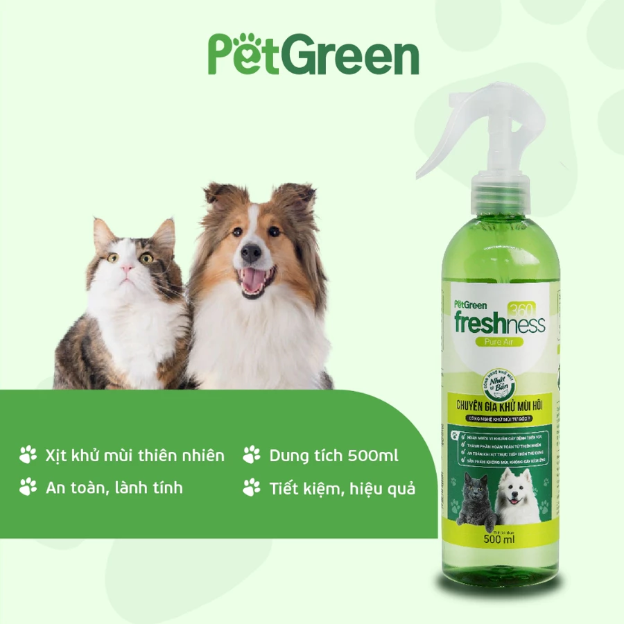 Xịt Khử Mùi Thú Cưng PetGreen Freshness 360 Pure Air 500ml
