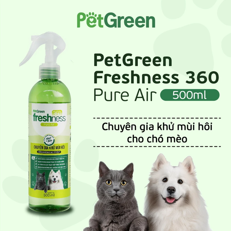 Xịt Khử Mùi Thú Cưng PetGreen Freshness 360 Pure Air 500ml