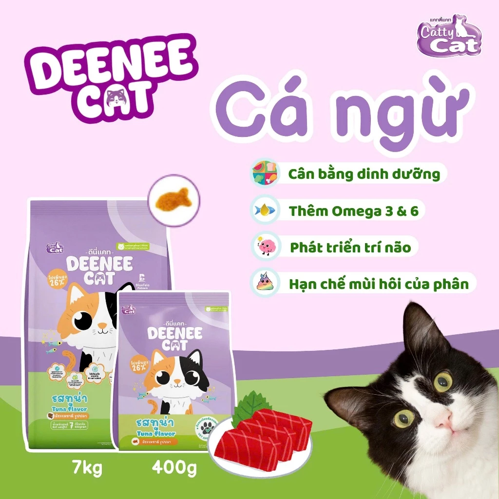 Thức ăn hạt khô cho mèo trưởng thành Dee Nee Cat vị Ngừ 400g