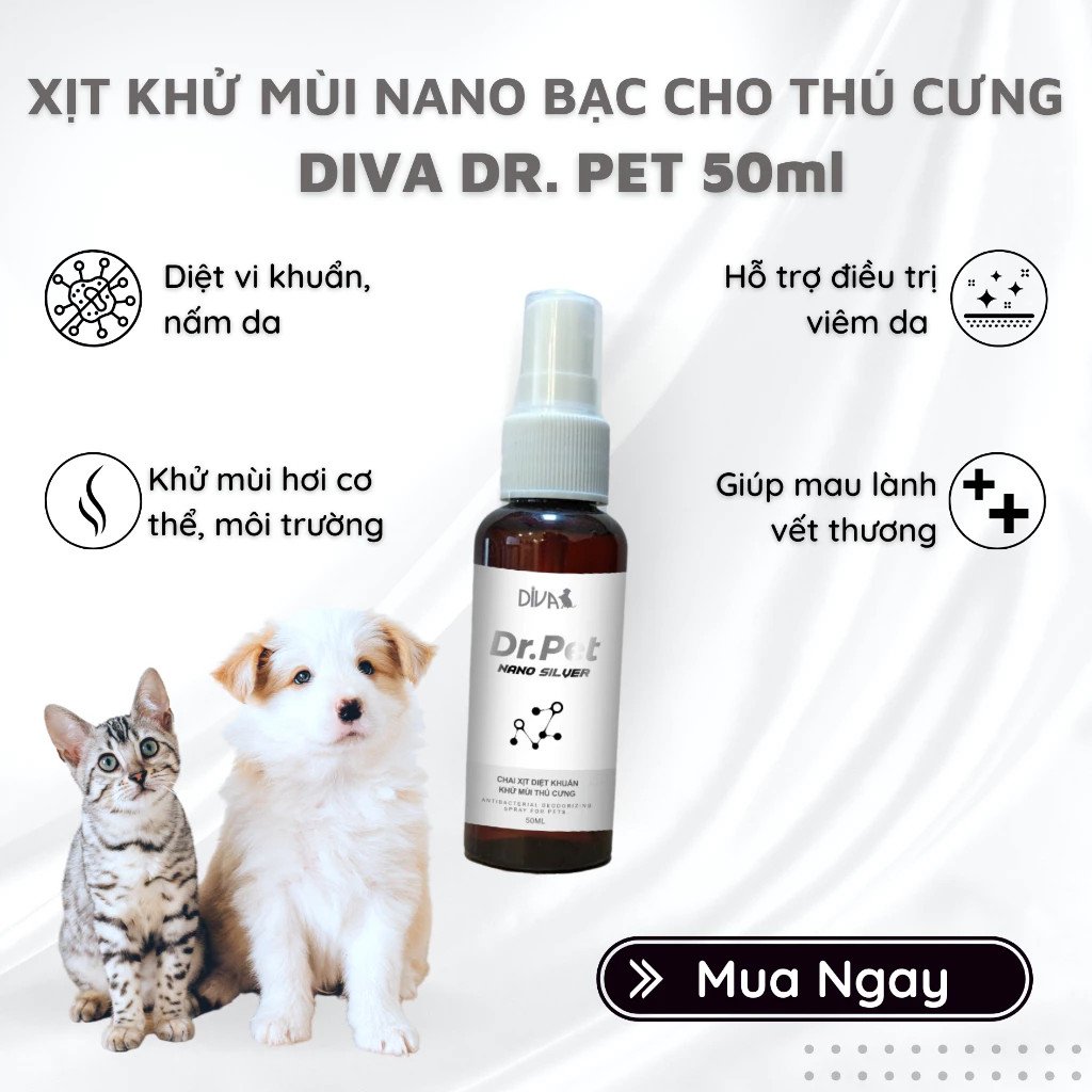 Chai xịt khử mùi Nano Bạc cho thú cưng DIVA Dr. Pet 50ml