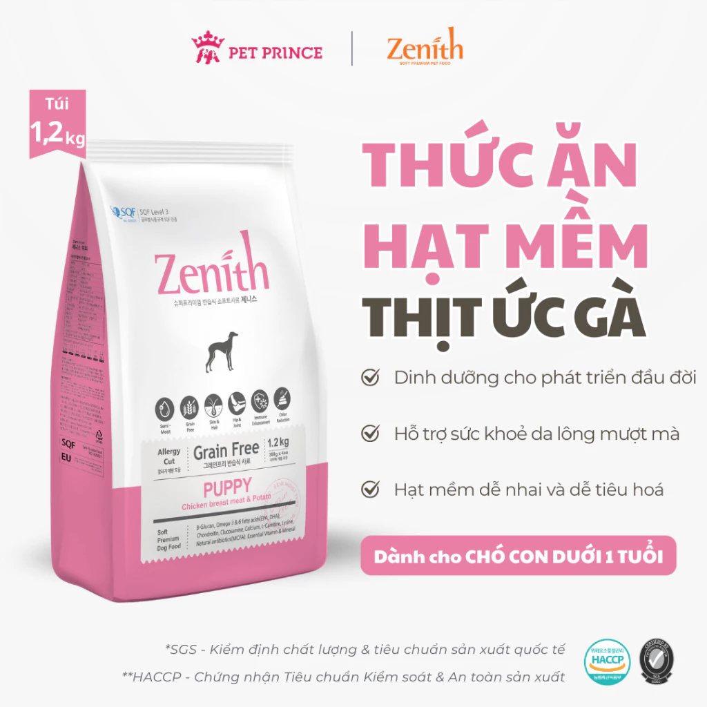 Thức ăn hạt mềm cho chó con - Zenith Puppy 1.2kg