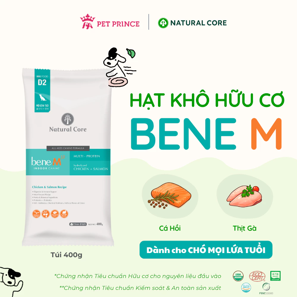 Thức ăn cho chó Natural Core D2 BENE M Thịt gà & Cá hồi