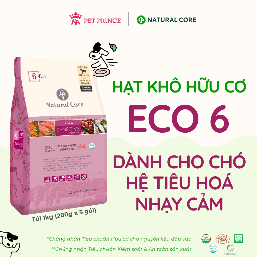 Thức ăn cho chó Natural Core ECO6 Tiêu Hóa Nhạy Cảm (vị Cá Hồi) 1kg