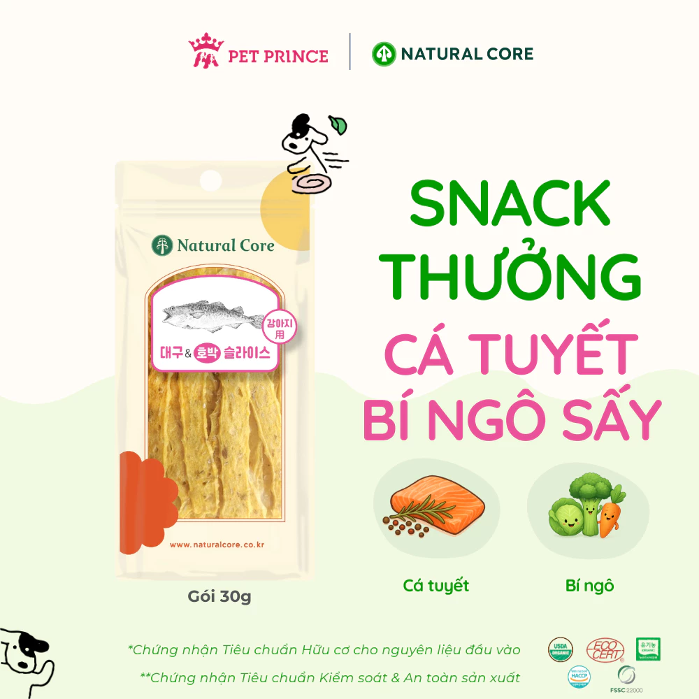 Cá Tuyết và Bí Ngô Sấy Natural Core 30g