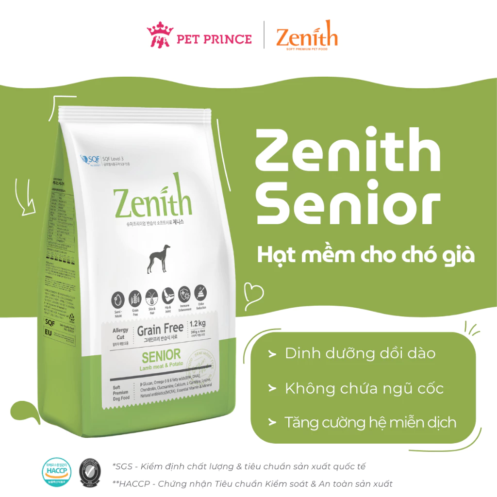 Thức ăn hạt mềm cho chó già - Zenith Senior 1.2kg