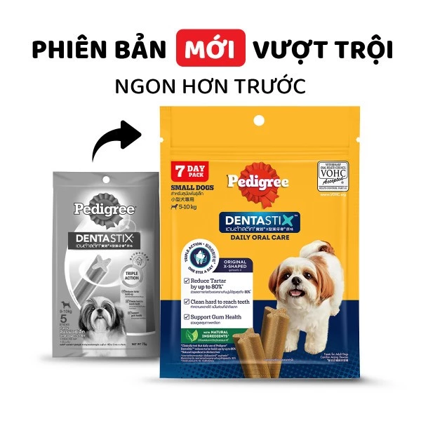 Bánh xương cho giống chó nhỏ Pedigree Dentastix 105g (Vị Gà)
