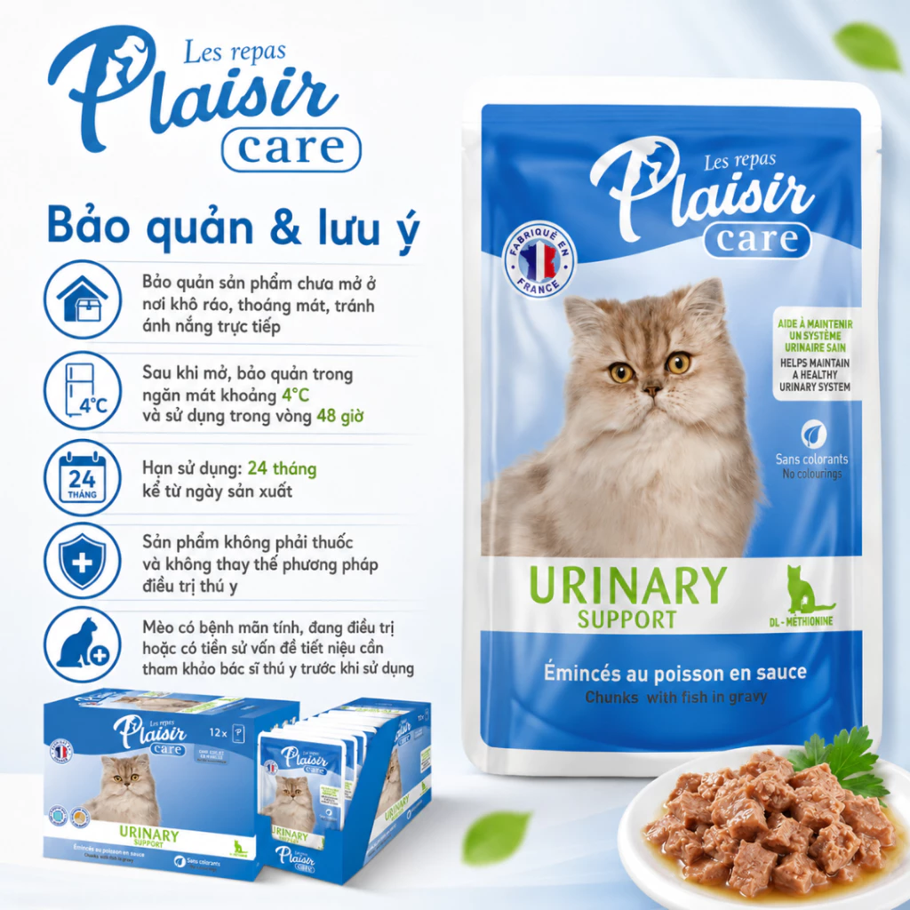 Pate sốt viên Plaisir Hỗ trợ tiết niệu cho mèo vị cá 85g