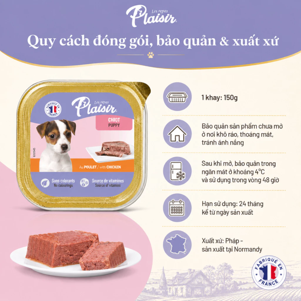 Pate Plaisir vị Gà cho chó con 150g
