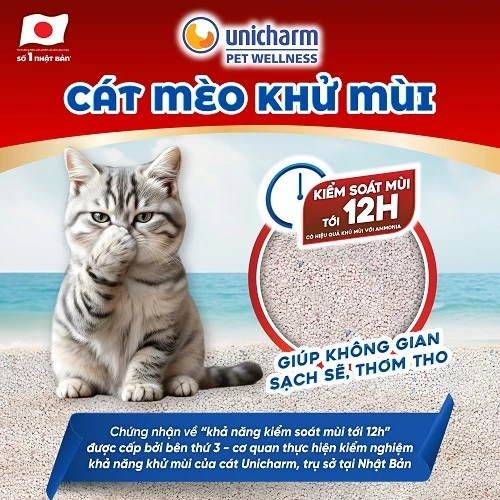Cát mèo khử mùi Silver Spoon Unicharm 8L - Hương Hoa Lài