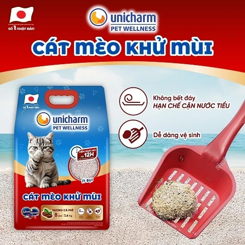 Cát mèo khử mùi Silver Spoon Unicharm 8L - Hương Cà Phê