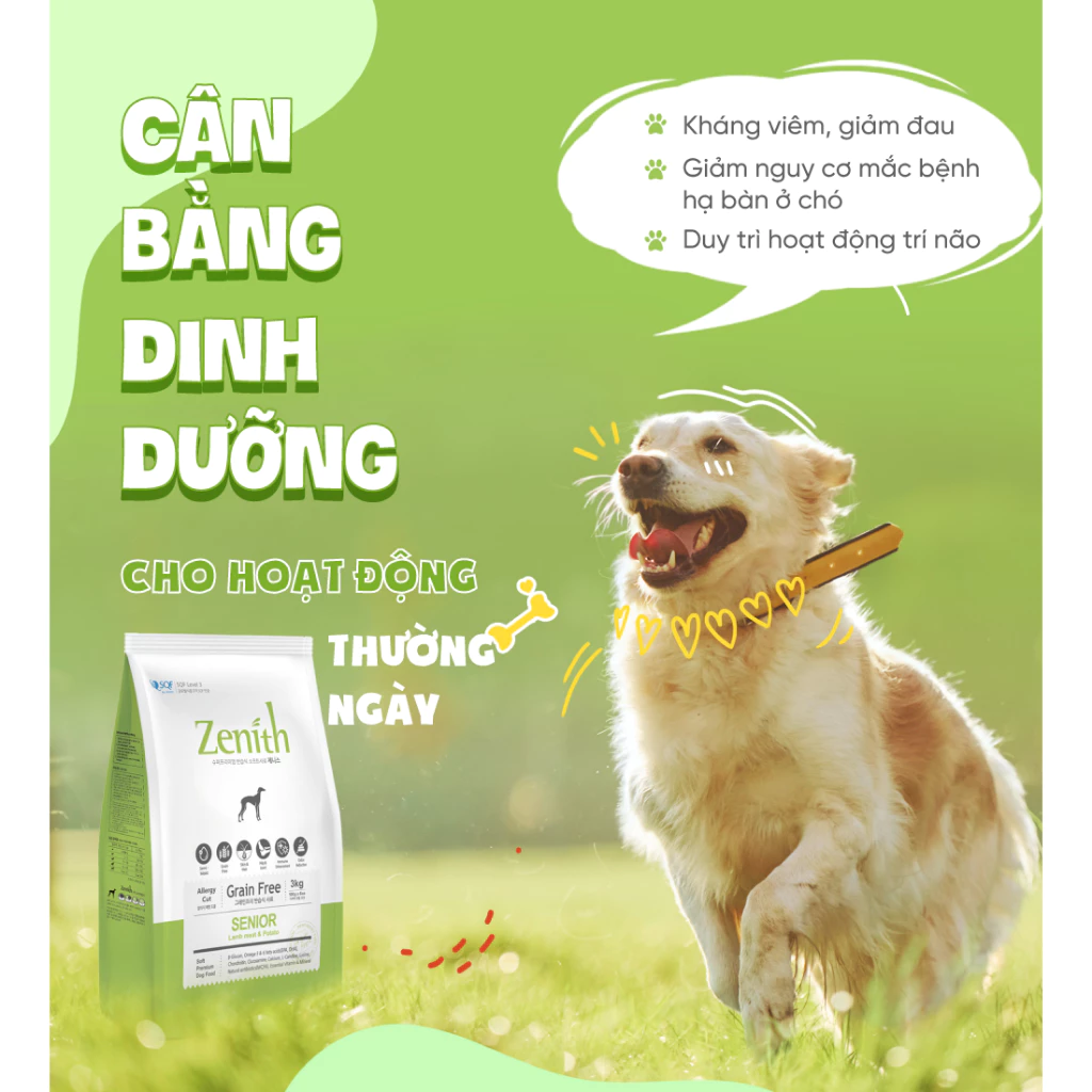 Thức ăn hạt mềm cho chó già - Zenith Senior 1.2kg