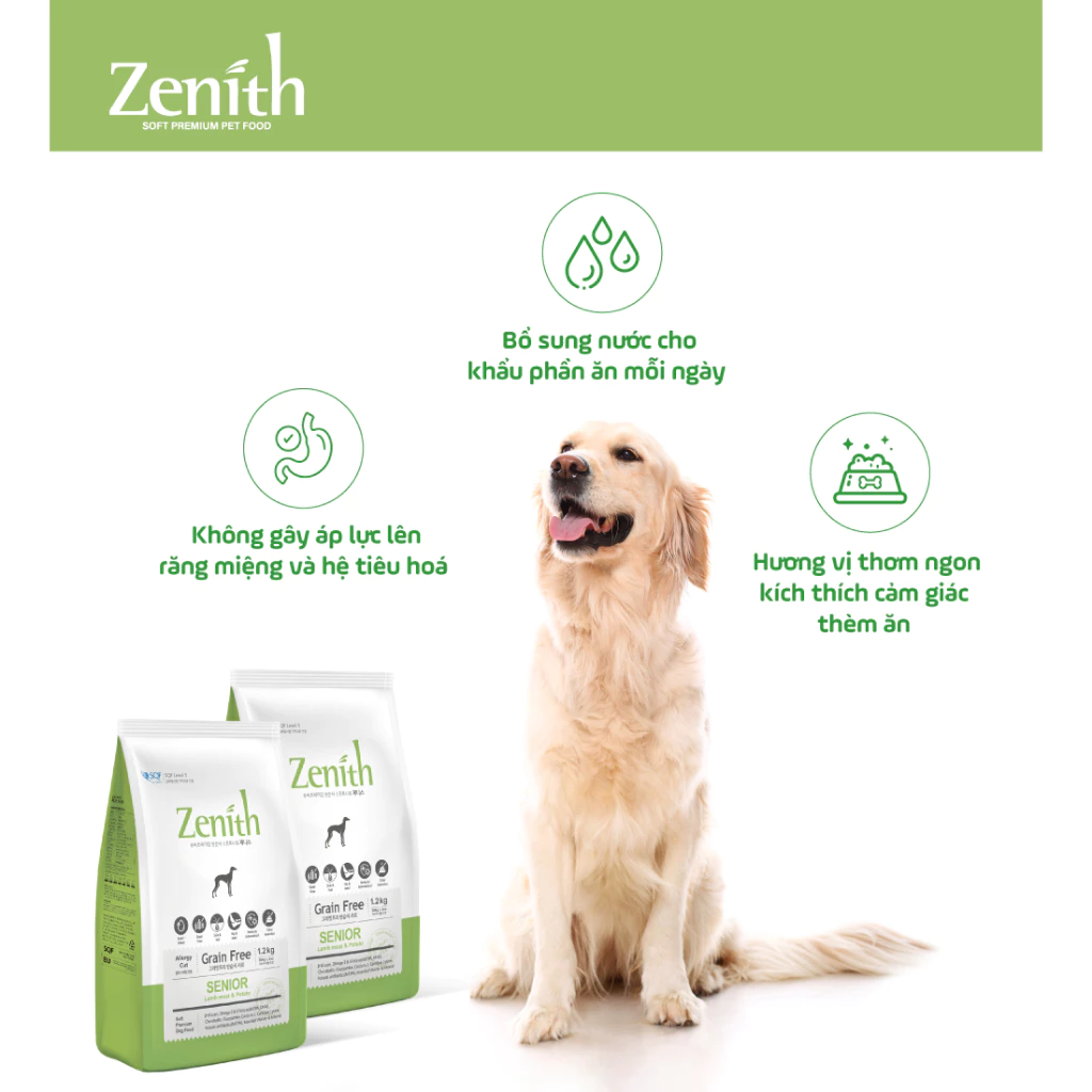 Thức ăn hạt mềm cho chó già - Zenith Senior 1.2kg