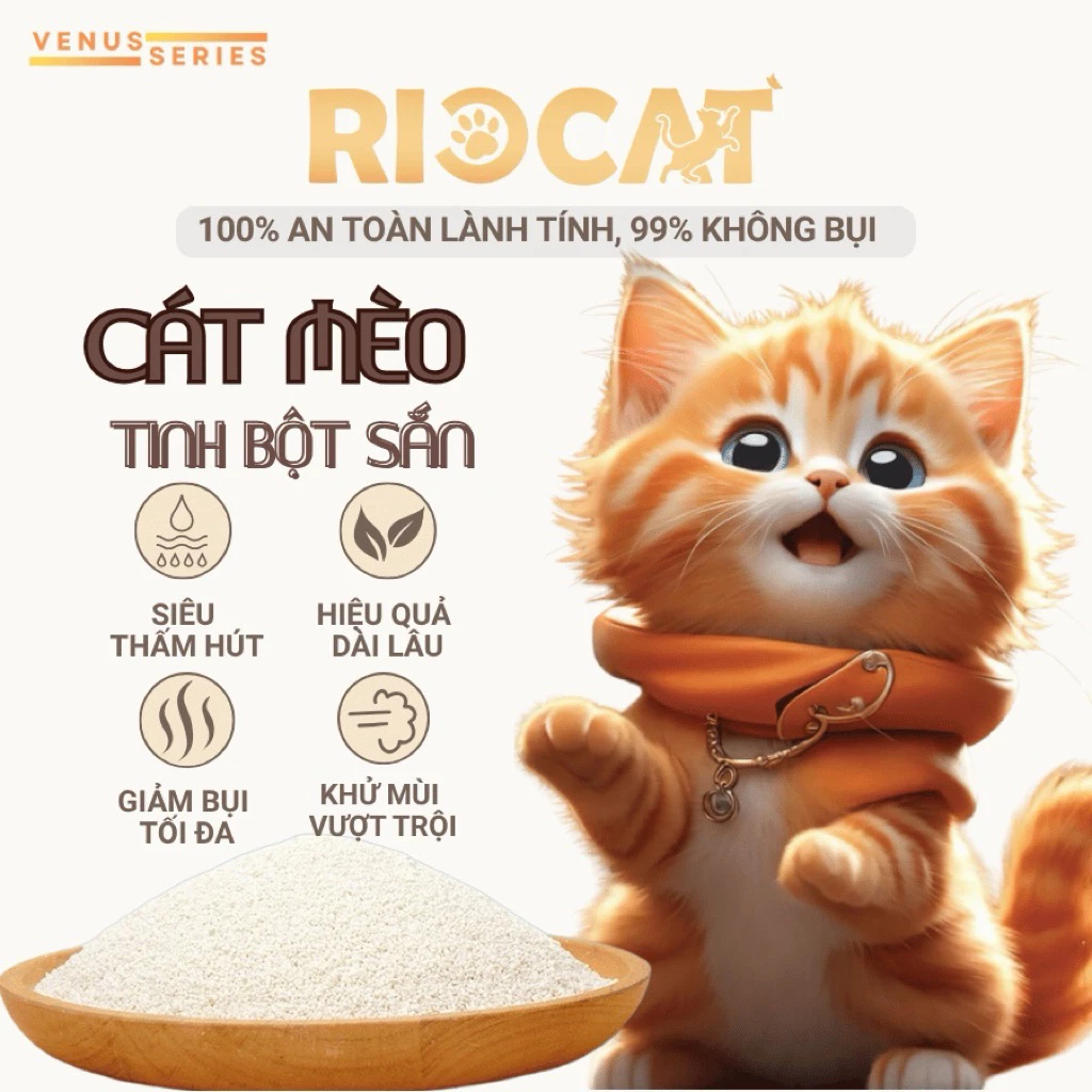 Cát Sắn vệ sinh cho mèo CASSAVA RIOCAT (Peach 6L) Hương Đào