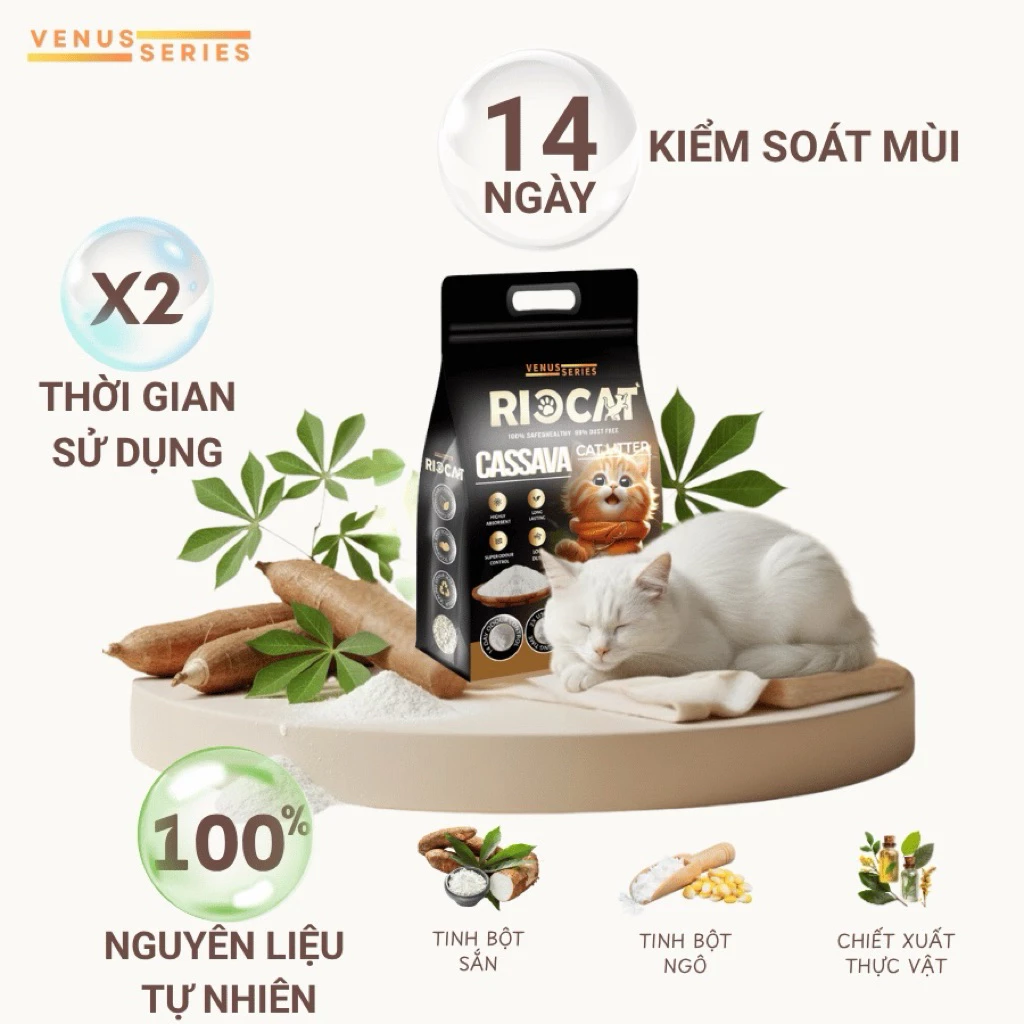 Cát Sắn vệ sinh cho mèo CASSAVA RIOCAT (Peach 6L) Hương Đào