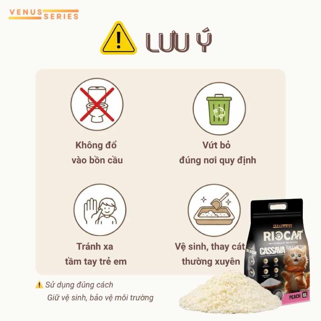 Cát Sắn vệ sinh cho mèo CASSAVA RIOCAT (Peach 6L) Hương Đào