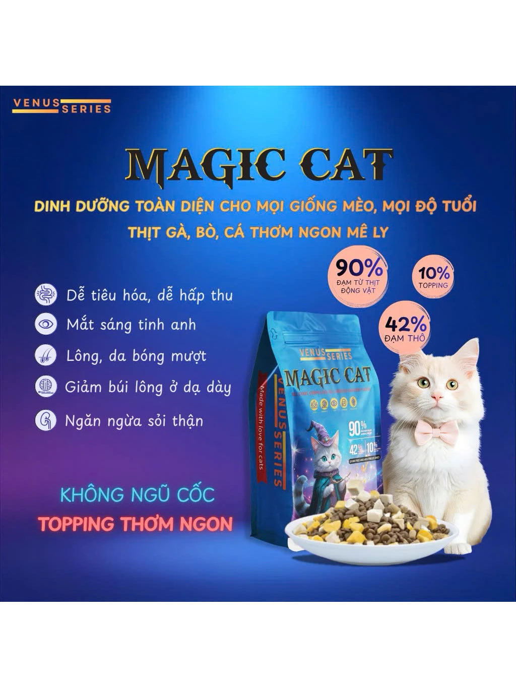 Thức ăn hạt cho mèo mọi lứa tuổi MAGIC CAT vị Gà 1kg
